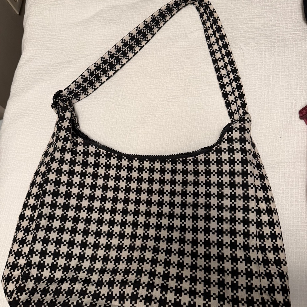 Baggu Black and White Pixel Gingham Regular Shoulder Bag